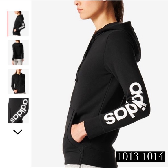 Adidas Black and White Vintage Logo Zip Hoodie - Picture 5 of 5